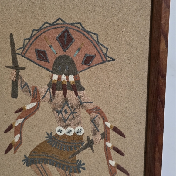 Vintage Handmade Sand Art Painting Kachina Tribal - Navajo Native American - Picture 6 of 8
